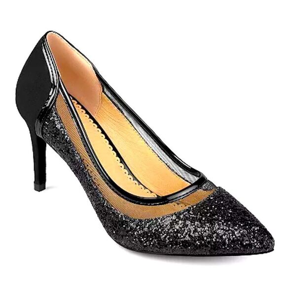 Journee Collection- Kalani Women's High Heels Black With Sparkle, Size 9 - Picture 1 of 14
